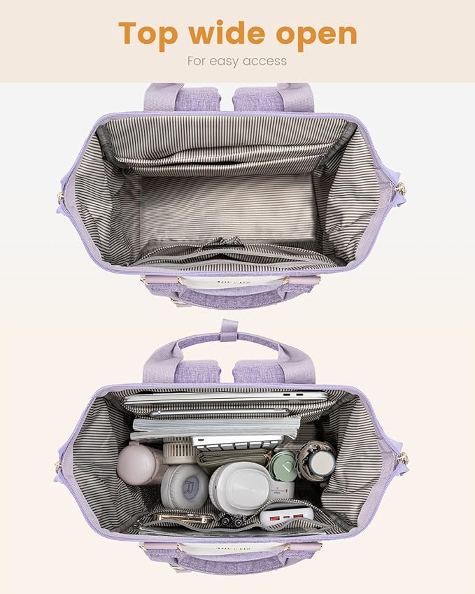 LOVEVOOK Laptop Backpack Purse for Women, Cute College School Backpack Bookbag For Teenager Girls, Teacher Nurse Bags Work Travel Backpack, Business Computer Laptop Bag Daypack, 15.6 Inch, Purple