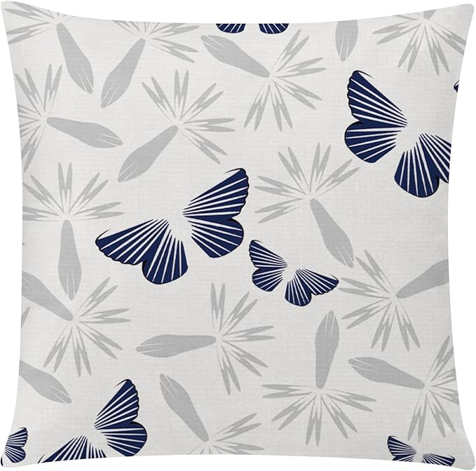 COMMINY Blue Grey Pillow Covers 16x16 Set of 6 Decorative Daisy Flower Throw Pillow Cover for Couch Modern Farmhouse Cushion Pillow Case for Living Room Patio Home Decor