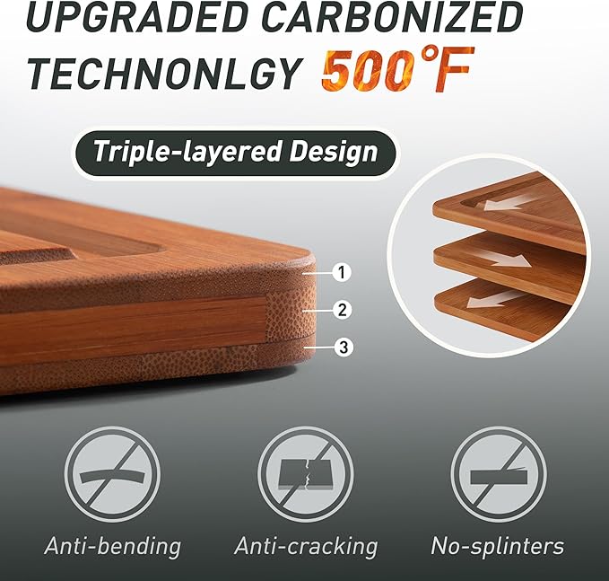 Bamboo Cutting Board Set Non Slip Feet with Holder Over Sink Best Grandpa Grandfather Elder Men Father Day Grandparents Great Papaw Peepaw Pawpaw Granddad Happy Birthday Christmas Unique Cool Gifts