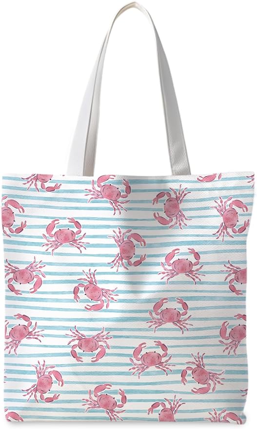 Beach Crab Tote Bag, Summer CrabsTote Bag for Women, Summer Crab Reusable Grocery Bags Shopping Bags