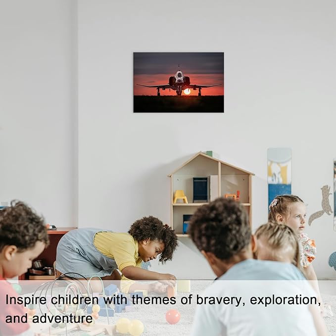 F-4 Phantom Wall Art Canvas with Inner Wooden Frame - Airplane Decor, Aviation & Military Posters for Home & Office decor - Lightweight & Easy to Hang 12x18Inches