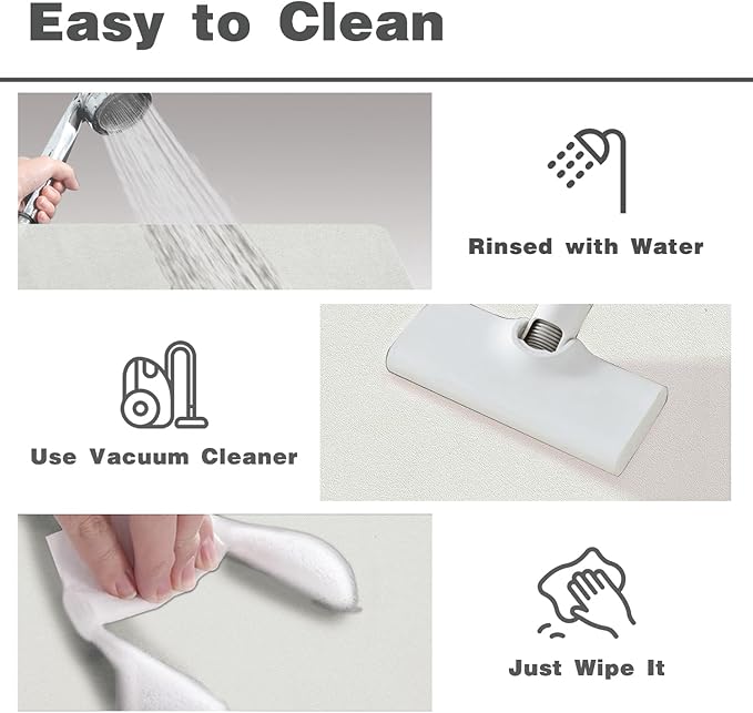 White Bath Mat, Bathroom Rugs Non Slip Washable Thin Absorbent Quick Dry Bath Mat Fits Under Door Bathroom Floor Mat Perfect for Bath, Shower, or Sink 17"x59" White