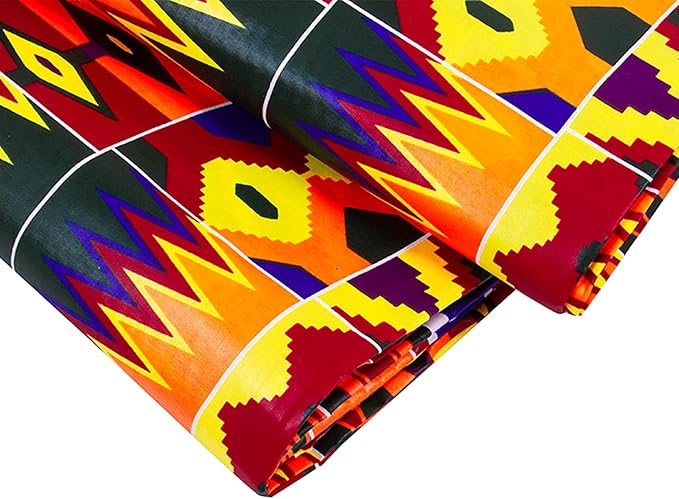 African Wax Fabrics 6 Yard 100% Cotton Ankara Kente Print Fabric for Party Dress