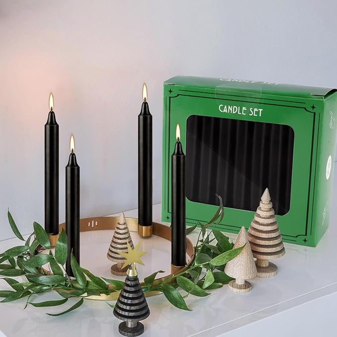 Set of 40 Black Spell & Chime – Premium Mini Taper Candles for Rituals, Prayer, Birthdays, Meditation, Altar - 4 Inch Tall, Unscented