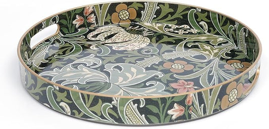 Round Coffee Table Trays, Serving Tray with Handles for Ottoman Coffee Table, Large Tray for Living Room Modern