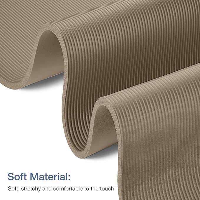 Yoga Mat Non Slip NBR Thick Yoga Mat, 72"L x 32"W x 0.6"TH (185cm x 80cm x 15mm), Anti-Tear Exercise Mat with Carrying Strap and Bag, Workout Mats for Yoga, Pilates and Floor Exercises