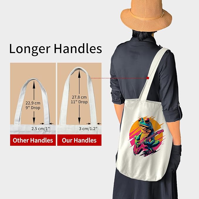 Tote Bag for Women, Reusable Zippered Canvas Bag with Handles Pocket Thick Canvas, for Grocery Shopping Beach Gift