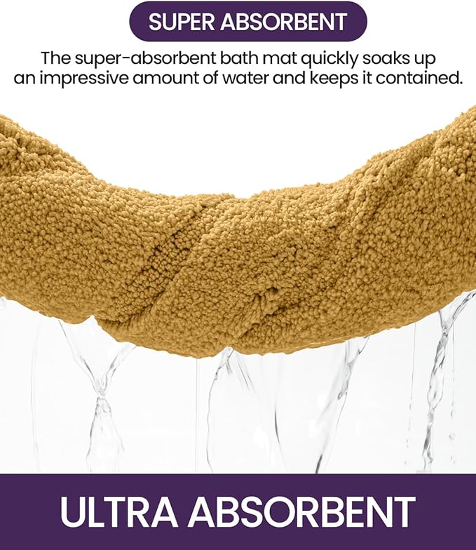 DEXI Bathroom Rug 36x24, Non Slip Washable Bath Mat for Shower Floor, Absorbent Soft Bathmat with Rubber Backing, Quick Dry Microfiber Carpet, Yellow