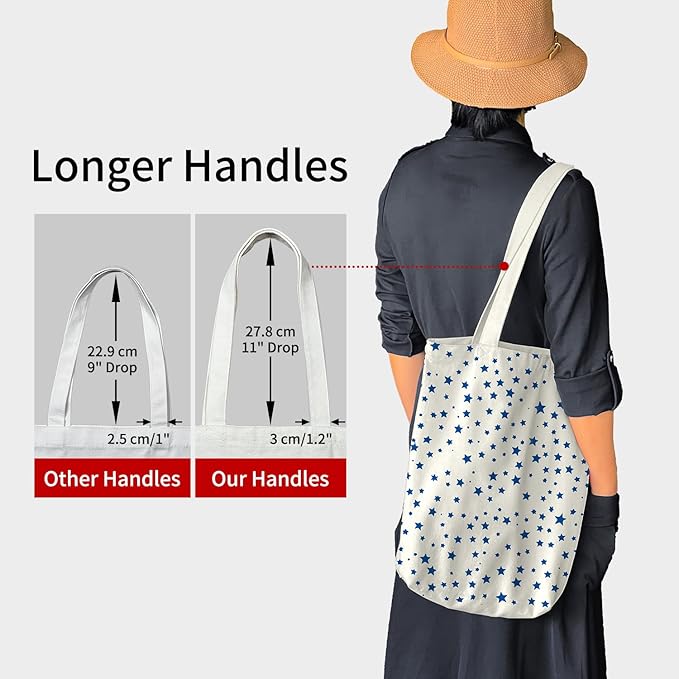 Tote Bag for Women, Reusable Zippered Canvas Bag with Handles Pocket Thick Canvas, for Grocery Shopping Beach Gift