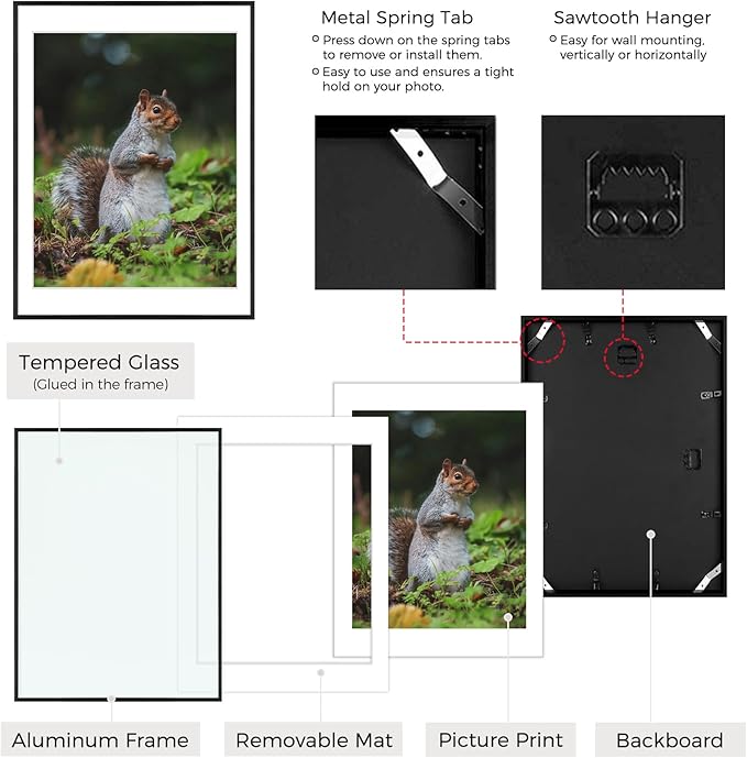 Golden State Art 18x24 Picture Frame 3 Pack - Aluminum Frames with 16x20 Removable Mats & Real Glass, Display 18x24 Posters or 16x20 Photos - Black Gallery Wall Frames for Home Office Decor