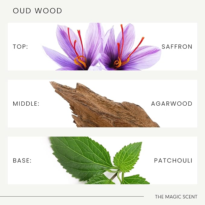 Oud Wood Home Fragrance - Cold-Air & Ultrasonic Scented Oils for Diffuser - Woody Oud & Bergamot Essential Oils for Diffusers Aromatherapy - Diffuser Scent for Home - 0.3 fl oz, 10 mL