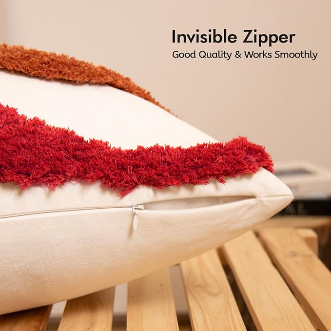 lifein 18x18 Pillow Covers-Throw Pillow Cover,Tufted Boho Jacquard Pillow Covers,Farmhouse Decorative Pillow Cover,Pillow Cases for Couch,Sofa,Bed,Chair,Living Room,Home Decor(18x18inch)