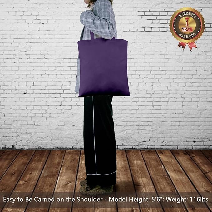 TOPDesign 6-Pack Economical 16"x15" Deep Purple Cotton Tote Bags, Lightweight Medium Reusable Grocery Shopping Cloth Bags, Suitable for DIY, Advertising, Promotion, Gift, Activity