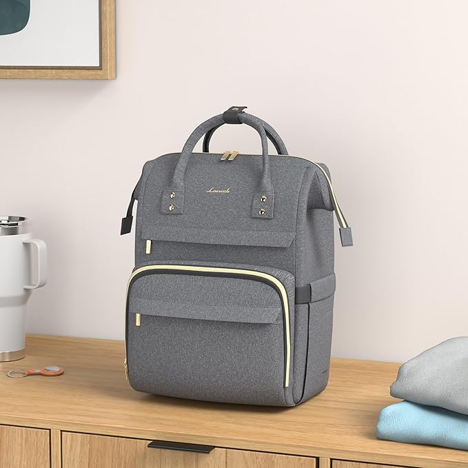 LOVEVOOK Laptop Backpack for Women,17 Inch Professional Womens Travel Backpack Purse Computer Laptop Bag Nurse Teacher Backpack,Waterproof College Work Bags Carry on Back Pack with USB Port,Dark Grey