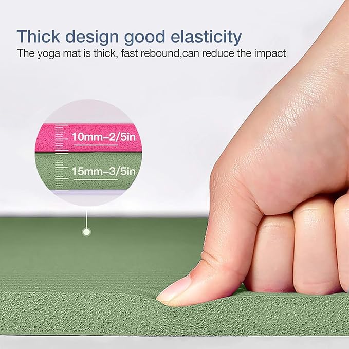 Yoga Mat Non Slip NBR Thick Yoga Mat, 72"L x 32"W x 0.6"TH (185cm x 80cm x 15mm), Anti-Tear Exercise Mat with Carrying Strap and Bag, Workout Mats for Yoga, Pilates and Floor Exercises