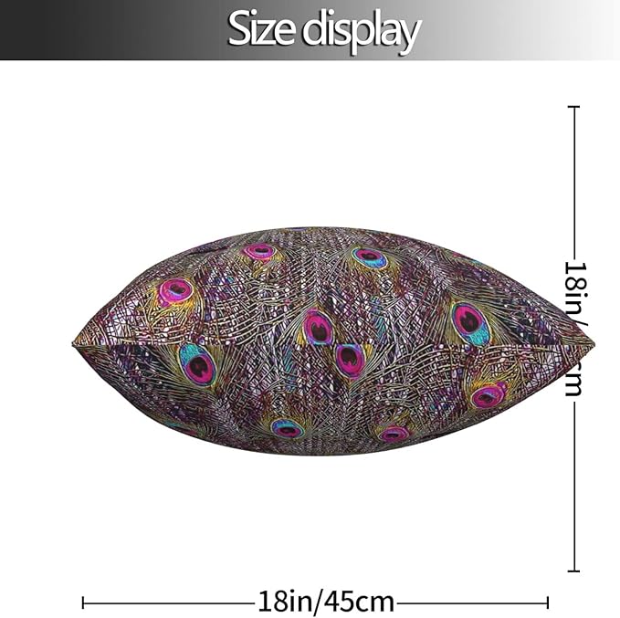 Magenta Peacock Square Pillow Case Throw Pillow Covers Decorative Pillowcase Cushion Cover with Car Couch Sofa Chair Bed Living Room 18x18 Inch