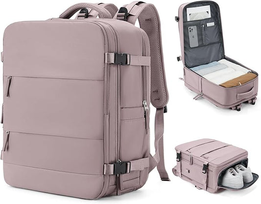 coowoz Large Travel Backpack Carry On for Women Man Waterproof Gym Backpacks with Laptop Compartment Mochila de Viaje Teacher Personal Item Backpack Rucksack Airplane Accessories Must Haves Lotus Pink
