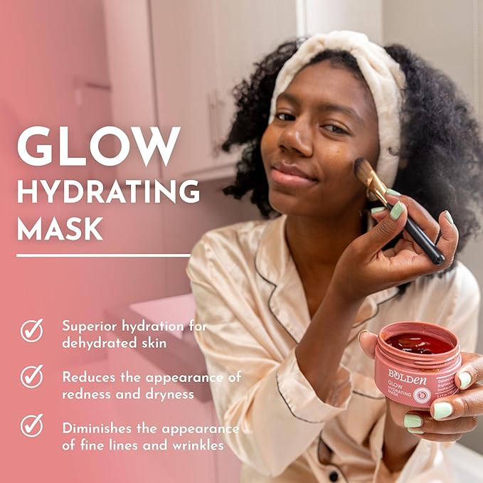 BOLDEN GLOW Hydrating Mask | Deep Moisturizing Facial Mask for Dry Skin | Gently Hydrating Hyaluronic Acid Moisturizer | Non-Comedogenic | 3.4 Fl Oz