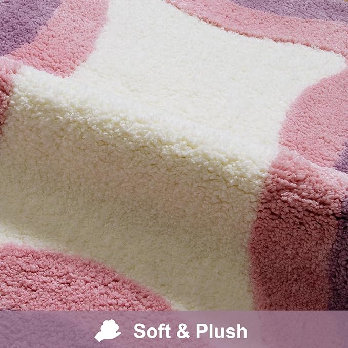 HAOCOO Luxury Soft Scalloped Runner Rug, 24x59 Inch Irregular Shape Non-Slip Bathmat, Microfiber Absorbent Washable Rugs for Bathroom Floor Bedside Sink Tub Shower