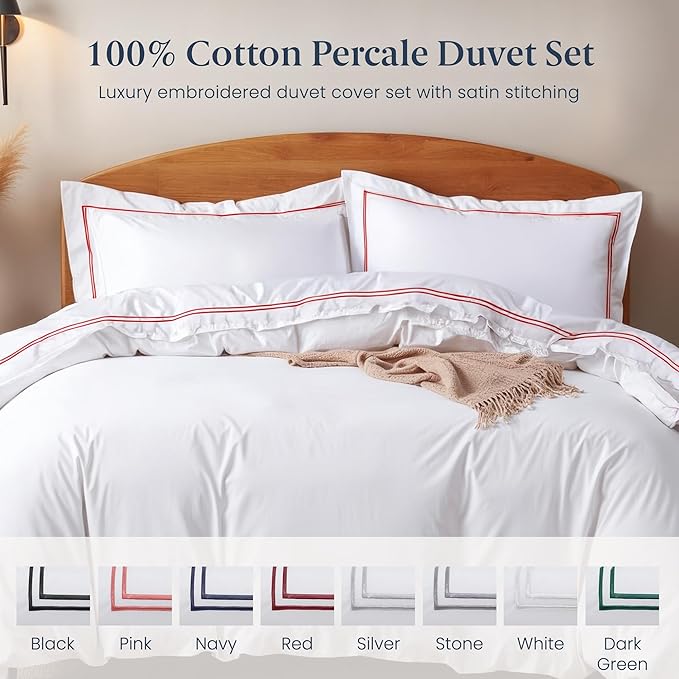 Ella Jayne Twin Duvet Cover (2 Pieces), 100% Cotton Percale, Twin/Twin XL, Soft, Breathable & Lightweight Including Duvet Cover Twin (1 Piece) 68" x 90" Inches with 1 Pillow Shams (Red Design)