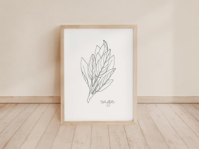 Kitchen Herbs B&W Art Prints | Set of 6 | 8x10 (Unframed)