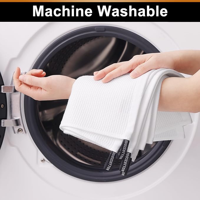 Homaxy 100% Cotton Waffle Weave Kitchen Towels - 8 Pack Soft and Absorbent Dish Towels - 16 x 26 Inches Quick Dry Hand Towels - White