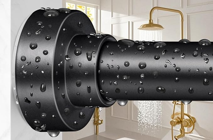 YNL Shower Curtain Rod 34-82 (2.8-6.8ft) Inches, Adjustable Spring Shower Rod No Drilling, Non-Slip, Never Rust, Stainless Steel, Suitable for Bathroom Window Living Room, Matte Black
