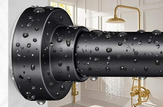 YNL Shower Curtain Rod 34-82 (2.8-6.8ft) Inches, Adjustable Spring Shower Rod No Drilling, Non-Slip, Never Rust, Stainless Steel, Suitable for Bathroom Window Living Room, Matte Black