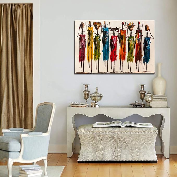 Biuteawal African American Wall Art Indian Woman Decor Photo Paintings Abstract Decorative Artwork for Home Bedroom Bathroom Framed Ready to Hang