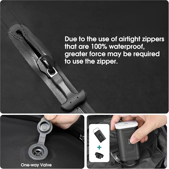 Vacuum Compression Backpack for Travel, 47L Expandable Airback Backpack with Pump, 17 inch Laptop Backpack Luggage Flight Approved with Vacuum Compression System