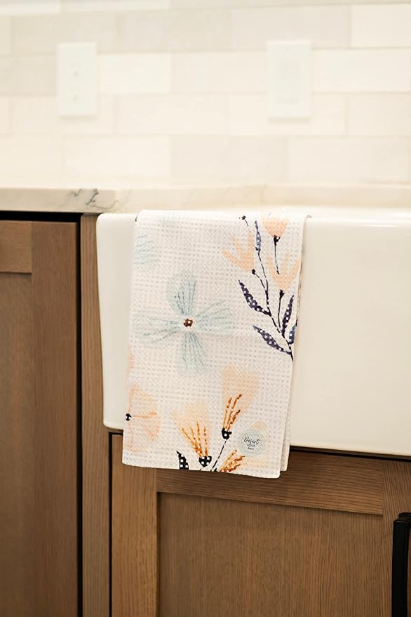 || Navy Blue and White 3 Pack|| Microfiber Waffle Weave || Dish Towels || || Tea Towels || Highly Absorbent || Hanging Loop || Dish Cloths ||Designer Prints (Navy)