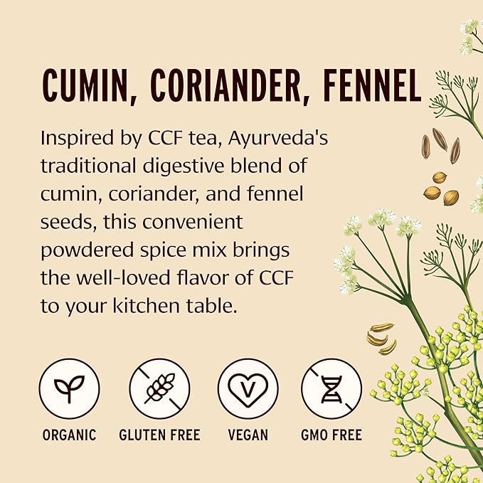 Banyan Botanicals CCF Spice Mix (Cumin, Coriander, Fennel)– Powder Blend of Organic Indian Spices for Cooking & Baking –Savory Spice Blend Inspired by CCF Tea 2.8 oz –Non-GMO Sustainably Sourced Vegan