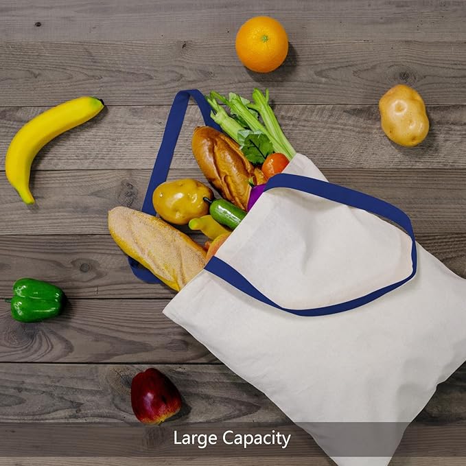 TOPDesign 12-Pack Economical 16"x15" Cotton Tote Bag, Lightweight Medium Reusable Grocery Shopping Cloth Bags, Suitable for DIY, Advertising, Promotion, Gift, Activity