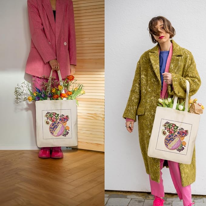 Tote Bag for Women, Canvas Tote Bag with Pockets,Canvas Shopping Bags,Reusable Grocery Bags