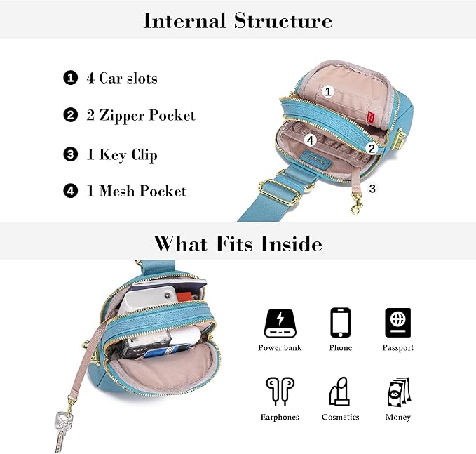 INICAT Travel Small Sling Bag Leather Crossbody Bags for Women Fanny Packs Cross Body Bag for Woman Cross Body Purses