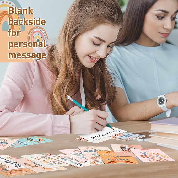 Outus 120 Pcs Motivational Encouragement Quote Cards Inspirational Kindness Appreciation Gratitude Business Cards Encouragement Mini Note Cards, 30 Styles, 3.5 x 2 Inch(Rainbow Style)