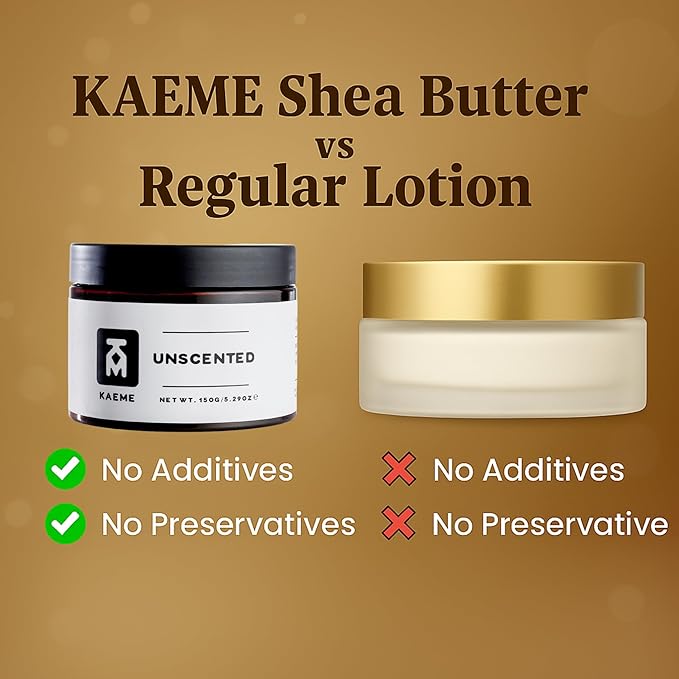 Kaeme Unscented Pure Shea Butter Made with Raw Organic Unrefined Body butter for women and men Fragrance Free with Coconut Oils suitable for Sensitive skin (10.5oz/300g jar)
