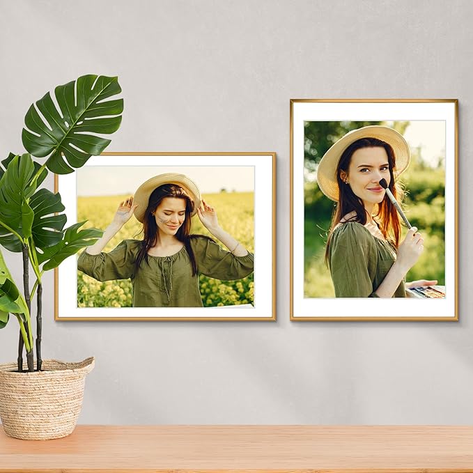 Golden State Art 18x24 Picture Frame 3 Pack - Aluminum Frames with 16x20 Removable Mats & Real Glass, Display 18x24 Posters or 16x20 Photos - Bronze Gallery Wall Frames for Home Office Decor