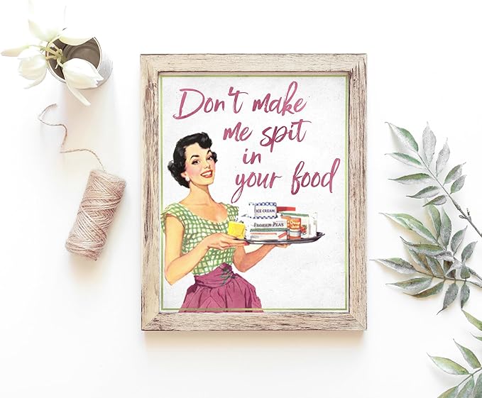 Don't Make Me Spit In Your Food Art Print - Unframed - 8x10 | Fun and Sassy Wall Decor for Home Kitchen, Cafes, or Restaurants | Wall Art Adding a Touch of Humor and Personality to Your Cooking Space
