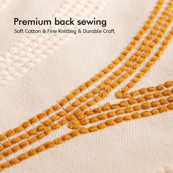 lifein 18x18 Pillow Covers-Throw Pillow Cover,Tufted Boho Jacquard Pillow Covers,Farmhouse Decorative Pillow Cover,Pillow Cases for Couch,Sofa,Bed,Chair,Living Room,Home Decor(18x18inch)