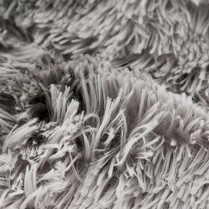 MorroMorn 5 PCS Shaggy Duvet Cover Bedding Set - Fluffy Comforter Cover Long Faux Fur Luxury Ultra Soft Cozy (Marble Gray, Full/Queen)