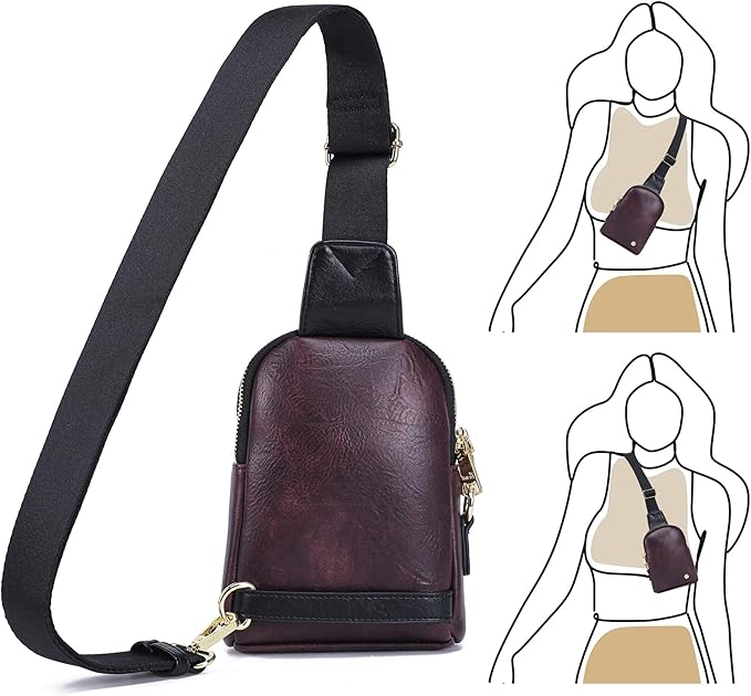 INICAT Travel Small Sling Bag Leather Crossbody Bags for Women Fanny Packs Cross Body Bag for Woman Cross Body Purses