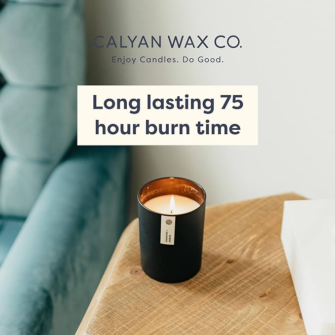 Calyan Wax Co. Soy Wax Candle, Seaside + Citrus Scented Candle, 75 Hour Burn Time, Aromatherapy Soy Candles, Non Toxic & Vegan Soy Wax, Black Tumbler Scented Candles, 13oz