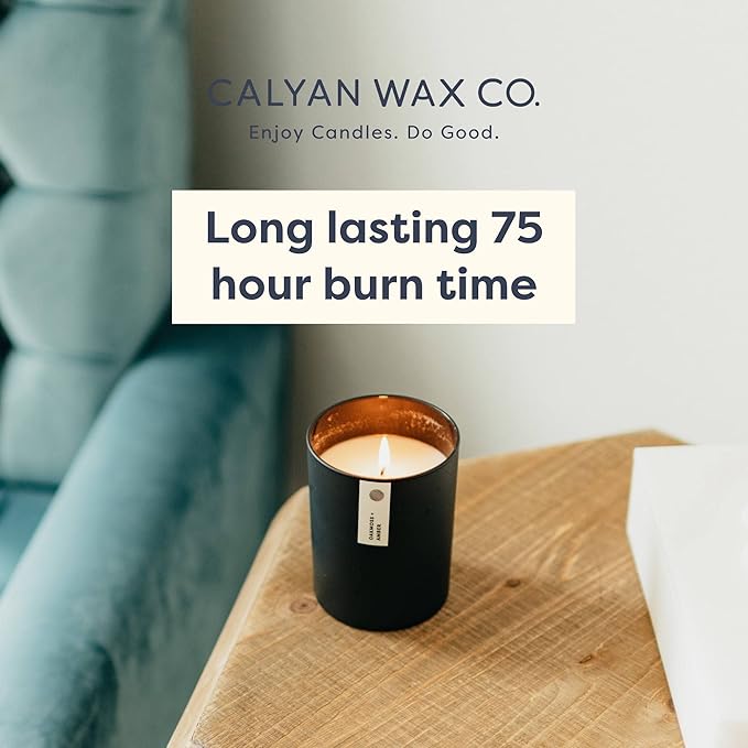Calyan Wax Co. Soy Wax Candle | Grapefruit + Flora Scented Candle | 75 Hour Burn Time, Aromatherapy Soy Candles, Non Toxic & Vegan Soy Wax, Black Tumbler Scented Candles, 13oz