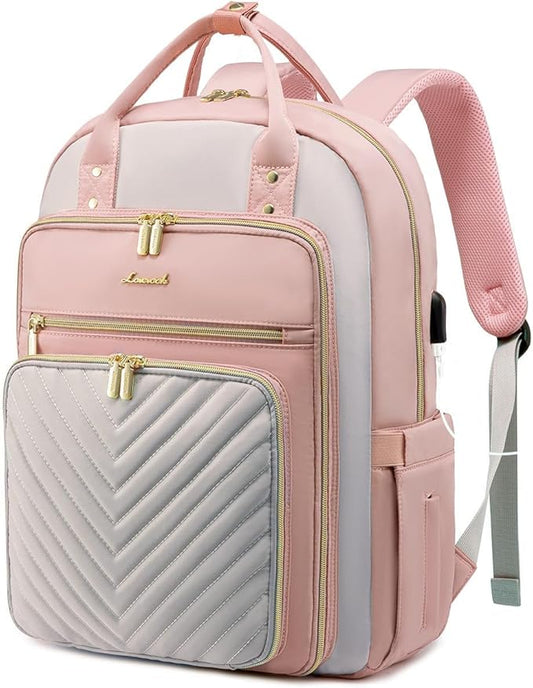 LOVEVOOK Laptop Backpack for Women, Water Resistant Travel Work Backpacks Purse Stylish Business Teacher Nurse Computer Bag with USB Charging Port, Fits 15.6" Laptop