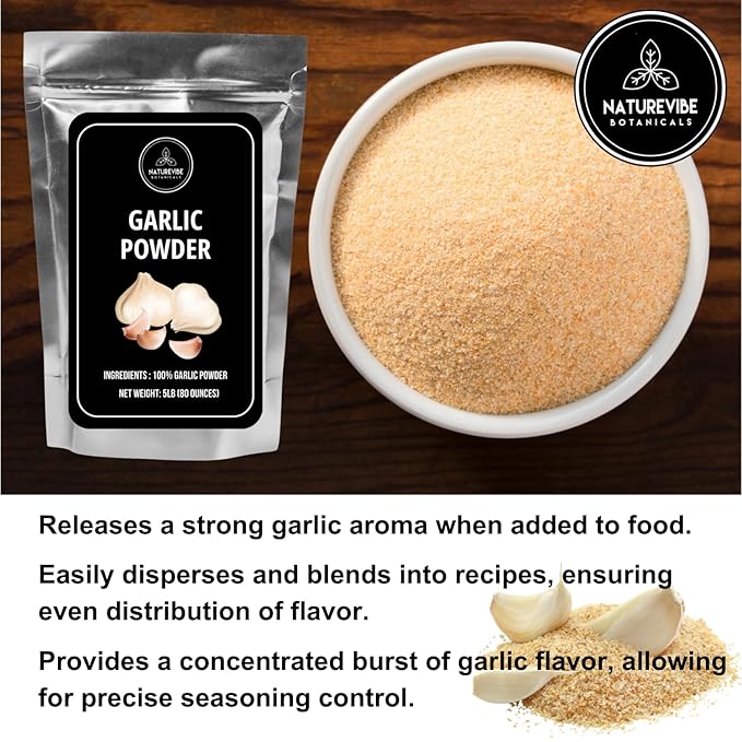 Naturevibe Botanicals Garlic Ground Powder, 5lbs | Raw, Gluten-Free & Non-GMO | Healthy Spice | Adds Flavor and Taste | [Packaging May Vary]