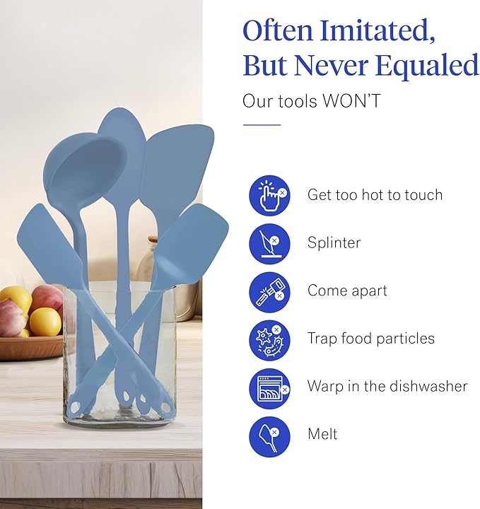 GIR: Get It Right 5-Piece Silicone Ultimate Kitchen utensils set - Ladle, Spatula, Flip, Spoon & Spoonula - Non toxic cooking utensils for Nonstick Cookware, Cooking and Baking - Red