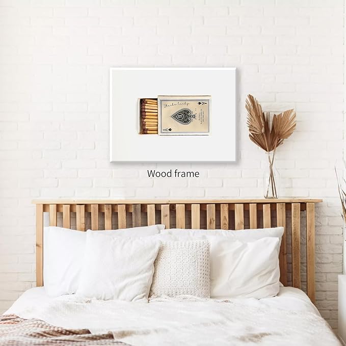 Retro Matches Poker Canvas Posters Vintage Ace of Spades Playing Cards Matchbox Wall Art 08x10 inch Framed Trendy Preppy Wall Decor Funky Aesthetic Prints for Living Room