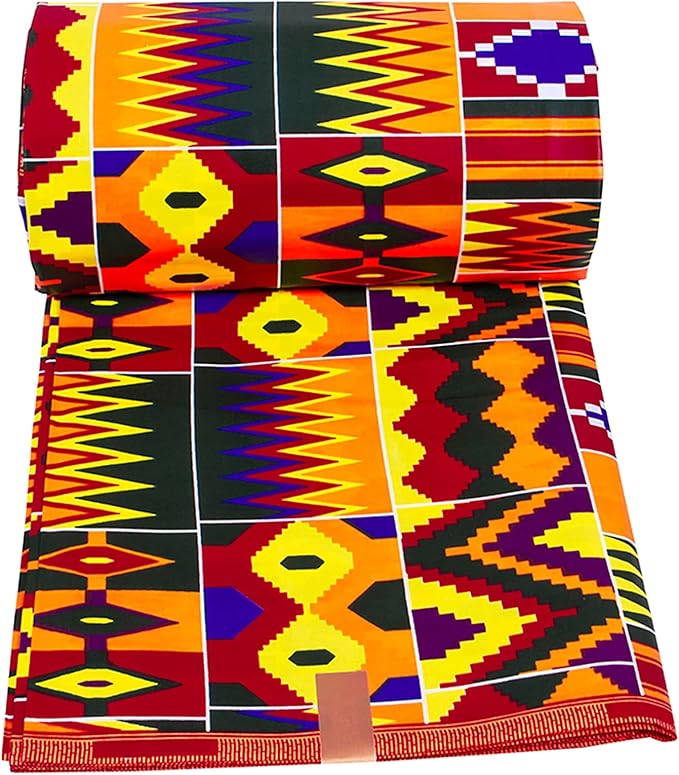 African Wax Fabrics 6 Yard 100% Cotton Ankara Kente Print Fabric for Party Dress