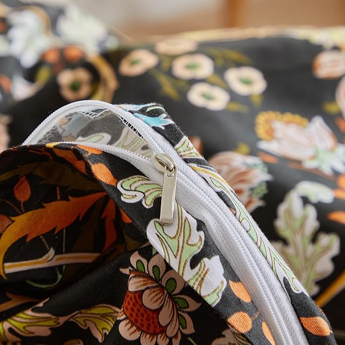 mixinni Vintage Floral Duvet Cover King Size Farmhouse Boho Duvet Cover Set Cotton Percale Flowers Pattern Printed Bedding Set with 2 Pillowcases Perfect for Him and Her-King Size